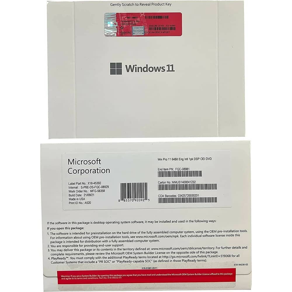 Windows 11 Pro 64-bit DVD DSP OEI OEM